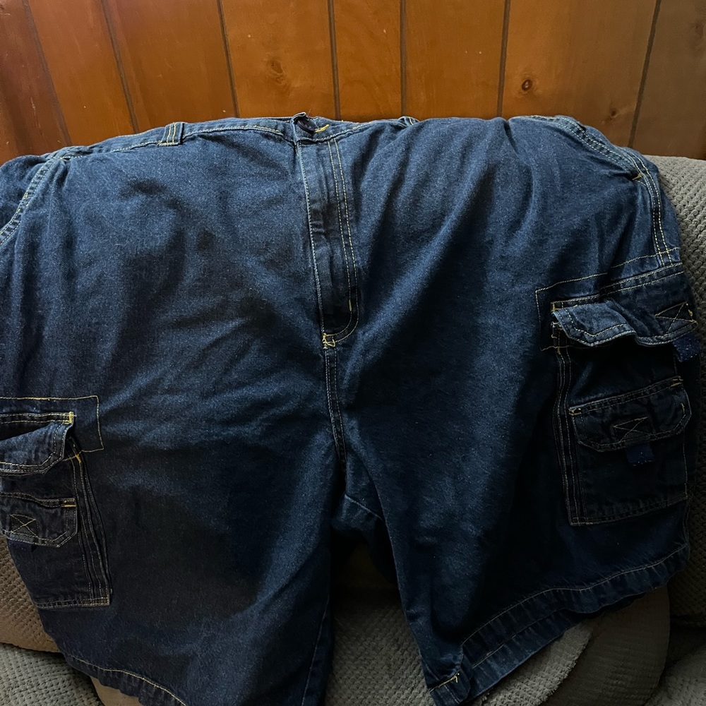 Men’s Dark Blue Denim Cargo Shorts